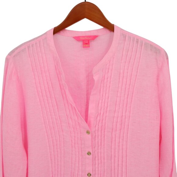 Lilly Pulitzer Pink Seacoast Linen Sarasota Tunic Top XL - Picture 3 of 6